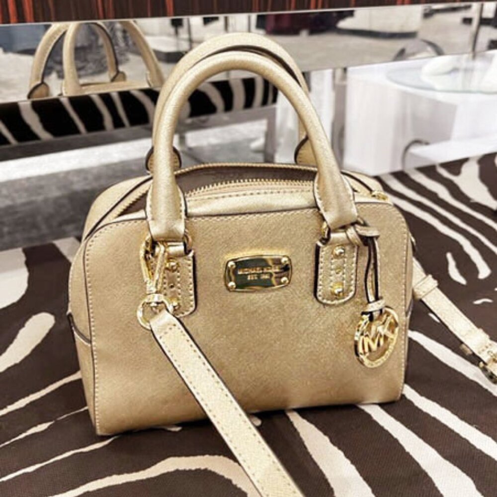 Michael Kors Gold metallic satchel bag - Picture 2 of 13